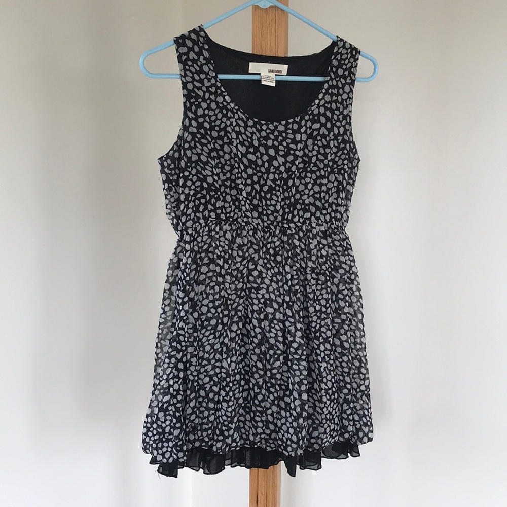 Black & Gray Animal-Print Mini Dress